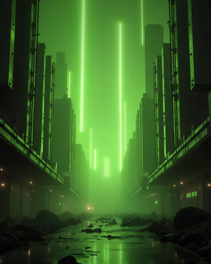The same city with the figure erased