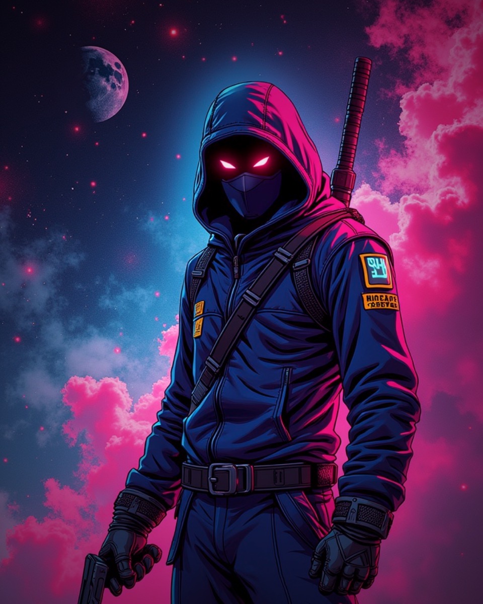 Anime hooded figure background generated by ezfly